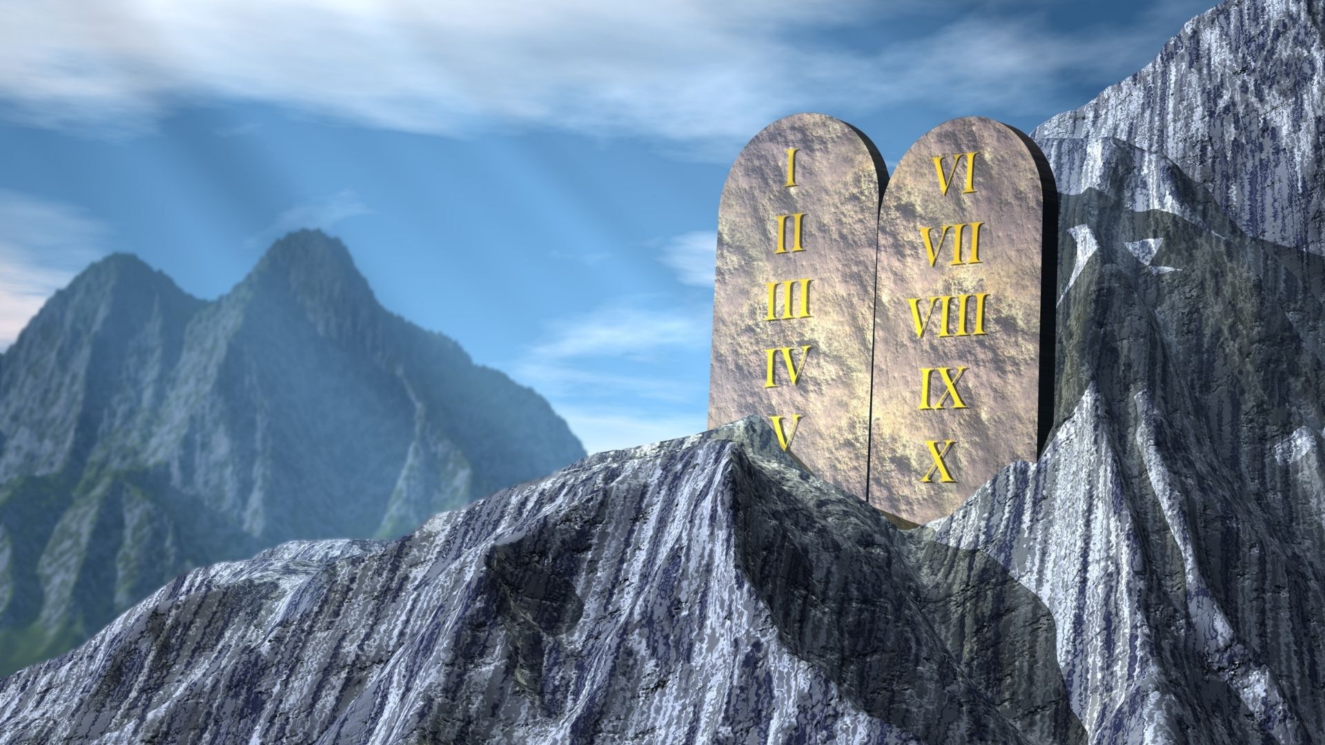10 commandments on a mountain